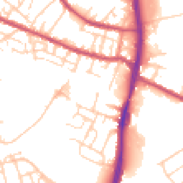 Daytime road noise heatmap for S9 4JS