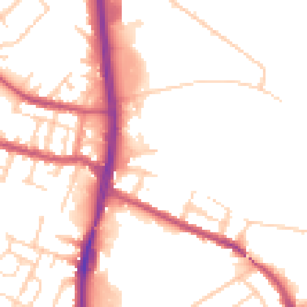 Daytime road noise heatmap for S9 5BA