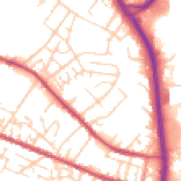 Daytime road noise heatmap for S9 5BE