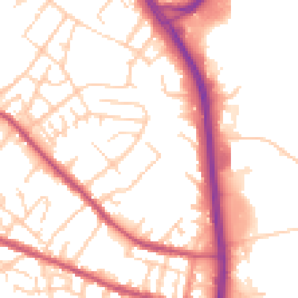 Daytime road noise heatmap for S9 5BW