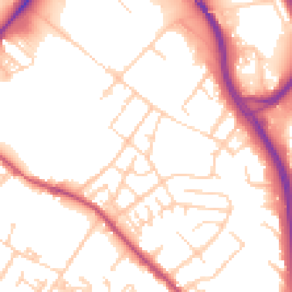 Daytime road noise heatmap for S9 5EB
