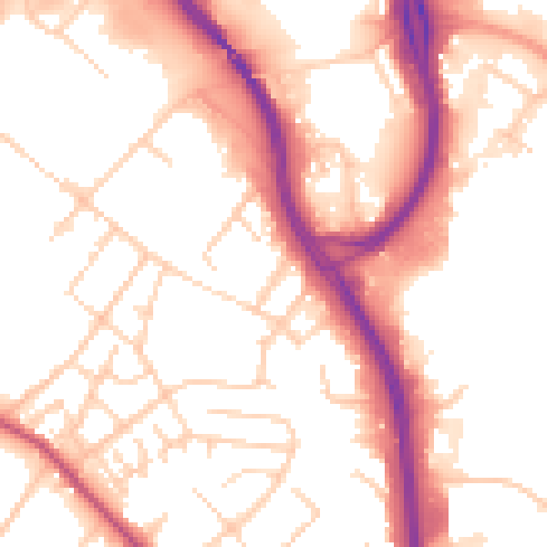 Daytime road noise heatmap for S9 5ES