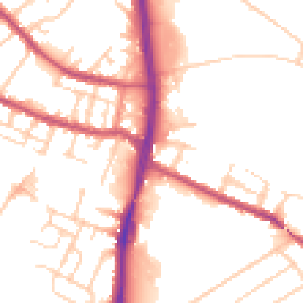 Daytime road noise heatmap for S9 5HH