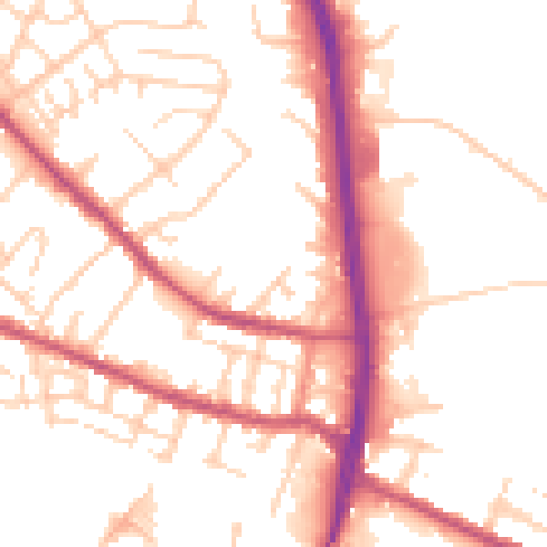 Daytime road noise heatmap for S9 5HX