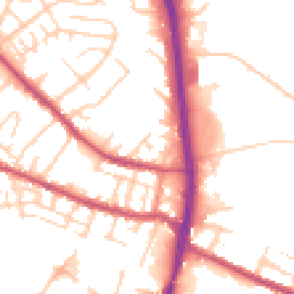 Daytime road noise heatmap for S9 5PQ