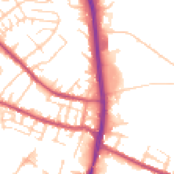 Daytime road noise heatmap for S9 5PT