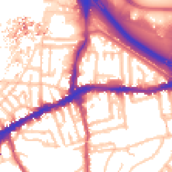 Daytime road noise heatmap for SE10 0RA