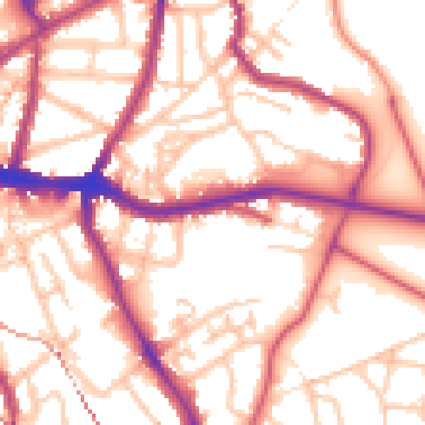 Daytime road noise heatmap for SE10 8AF