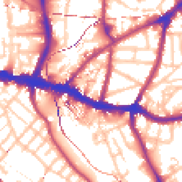 Daytime road noise heatmap for SE10 8BB