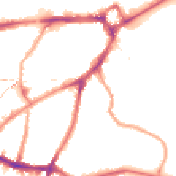 Night-time road noise heatmap for SE10 8EB