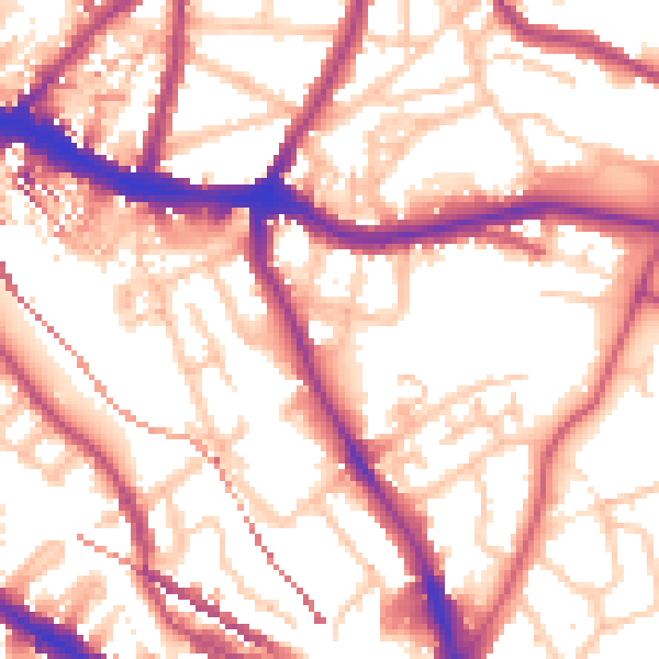 Daytime road noise heatmap for SE10 8FN