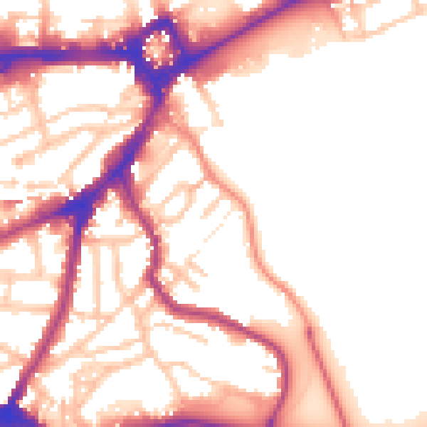 Daytime road noise heatmap for SE10 8HB