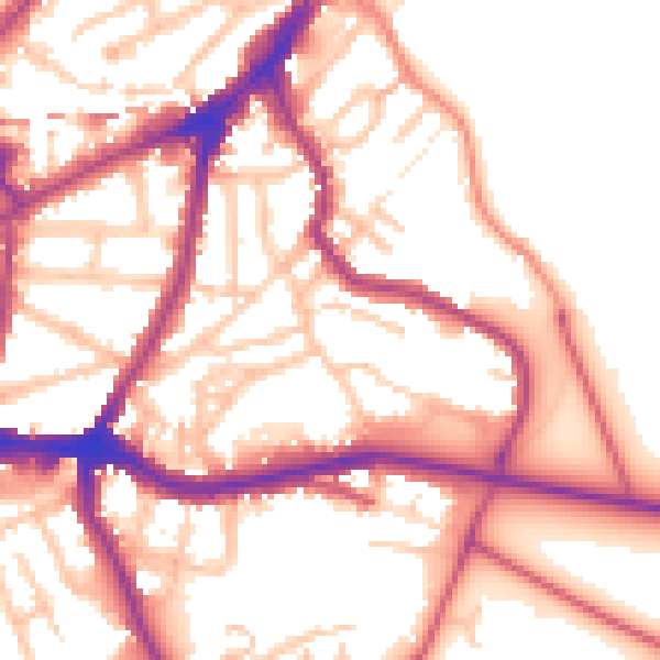 Daytime road noise heatmap for SE10 8HS