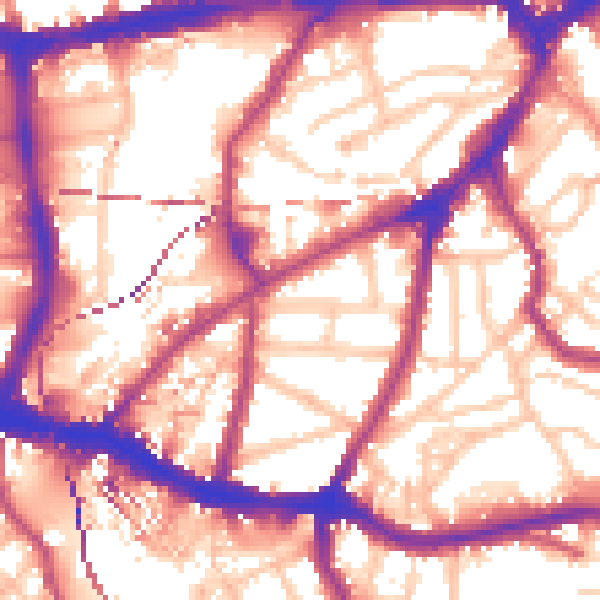 Daytime road noise heatmap for SE10 8UG