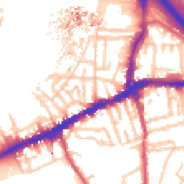 Daytime road noise heatmap for SE10 9AJ