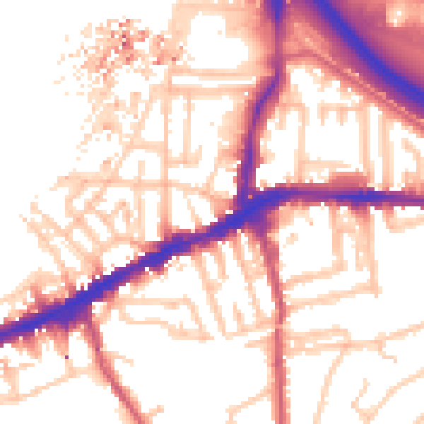Daytime road noise heatmap for SE10 9EW