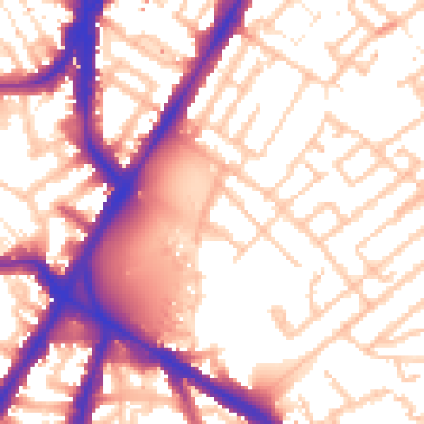 Daytime road noise heatmap for SE11 4AY