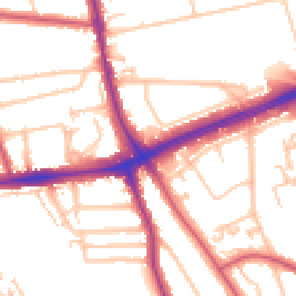 Daytime road noise heatmap for SE12 0AF