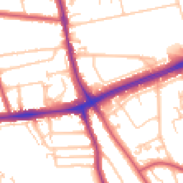 Daytime road noise heatmap for SE12 0AG
