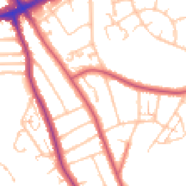 Daytime road noise heatmap for SE12 0AL