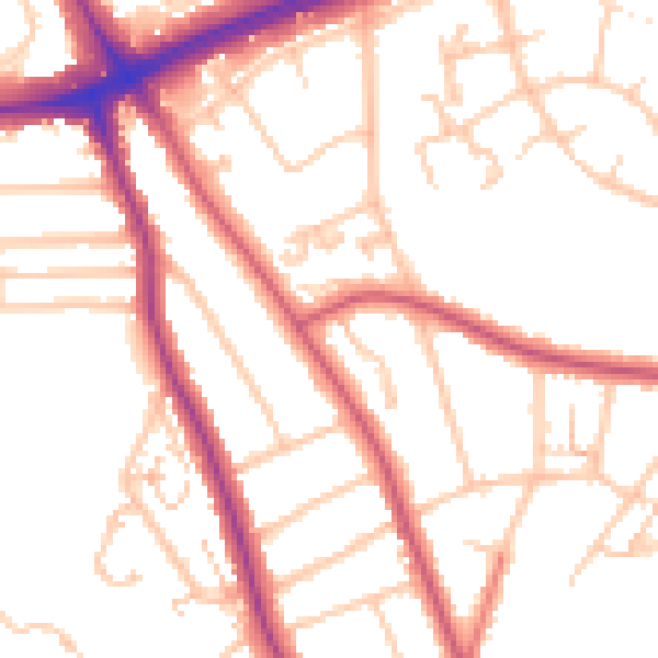 Daytime road noise heatmap for SE12 0AN