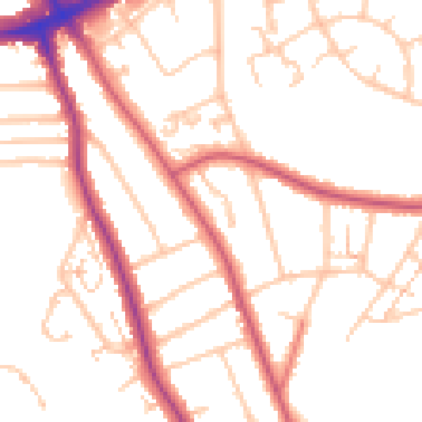 Daytime road noise heatmap for SE12 0AP