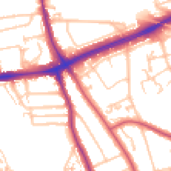 Daytime road noise heatmap for SE12 0AQ