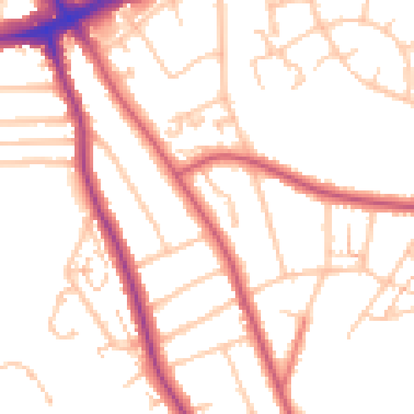Daytime road noise heatmap for SE12 0AS