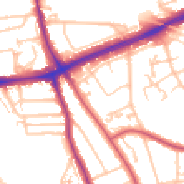 Daytime road noise heatmap for SE12 0AZ