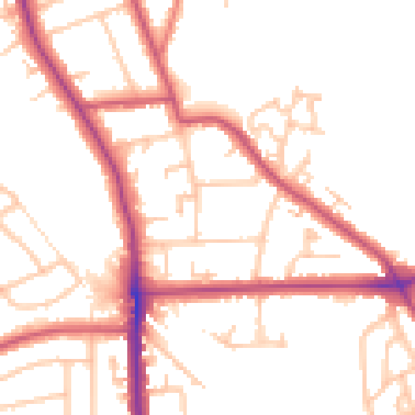 Daytime road noise heatmap for SE12 0BS
