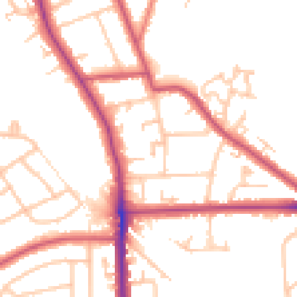 Daytime road noise heatmap for SE12 0BZ