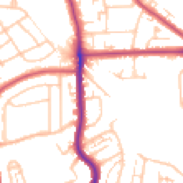 Daytime road noise heatmap for SE12 0DR