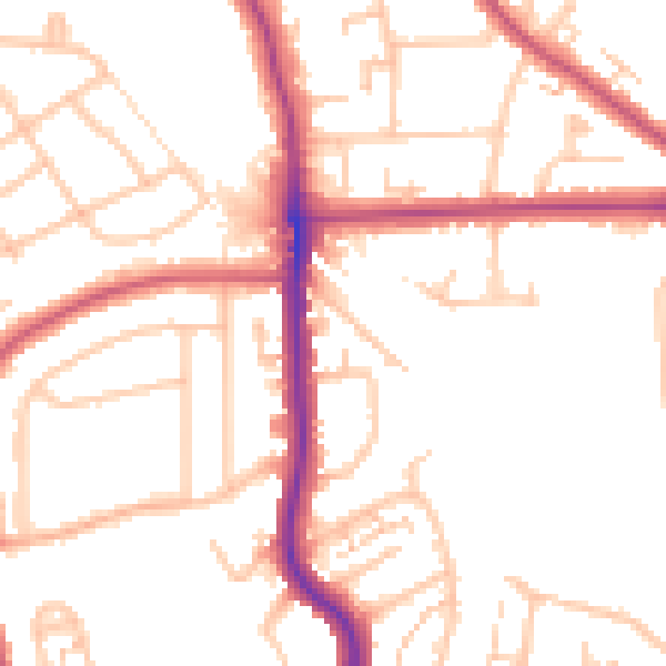 Daytime road noise heatmap for SE12 0DW