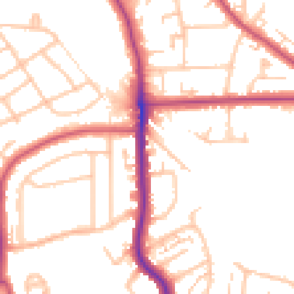 Daytime road noise heatmap for SE12 0DZ
