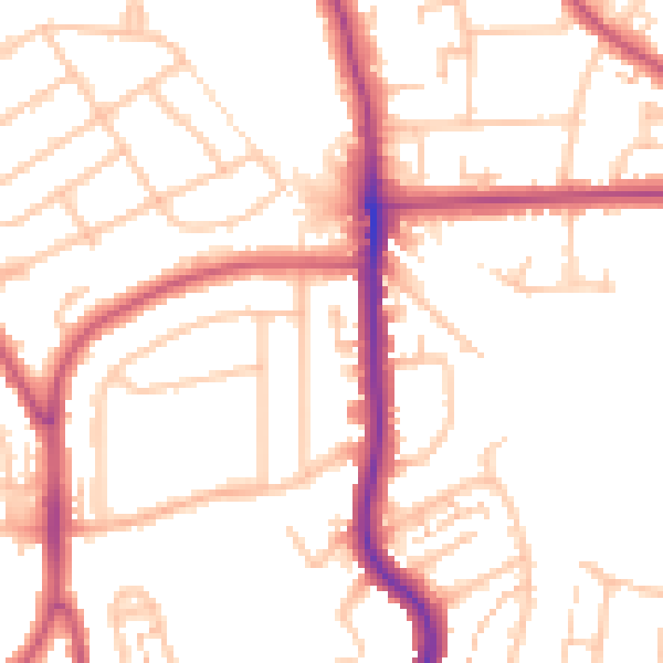 Daytime road noise heatmap for SE12 0ED