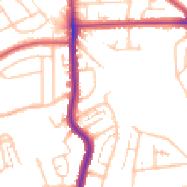 Daytime road noise heatmap for SE12 0EP