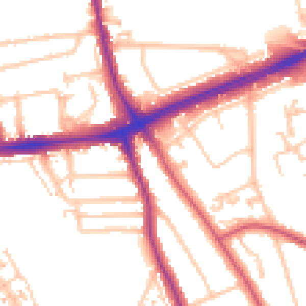 Daytime road noise heatmap for SE12 0HH