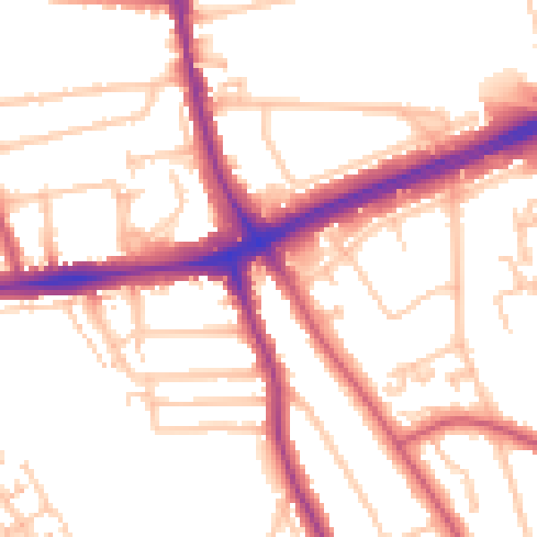 Daytime road noise heatmap for SE12 0HQ