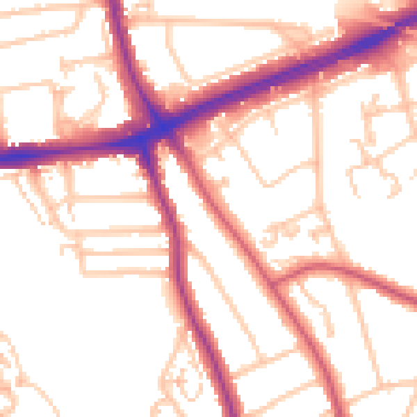 Daytime road noise heatmap for SE12 0HT