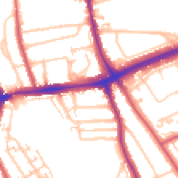 Daytime road noise heatmap for SE12 0RA