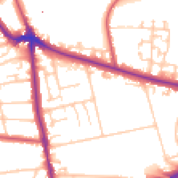 Daytime road noise heatmap for SE12 8AG