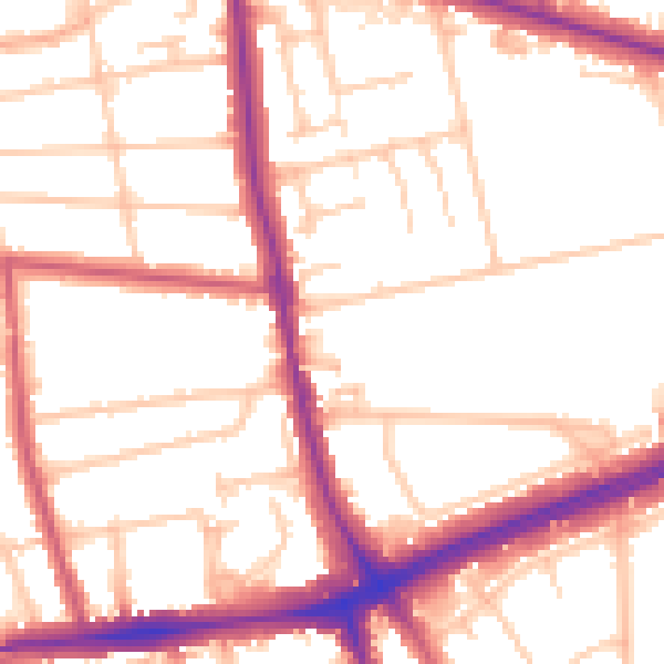 Daytime road noise heatmap for SE12 8AZ