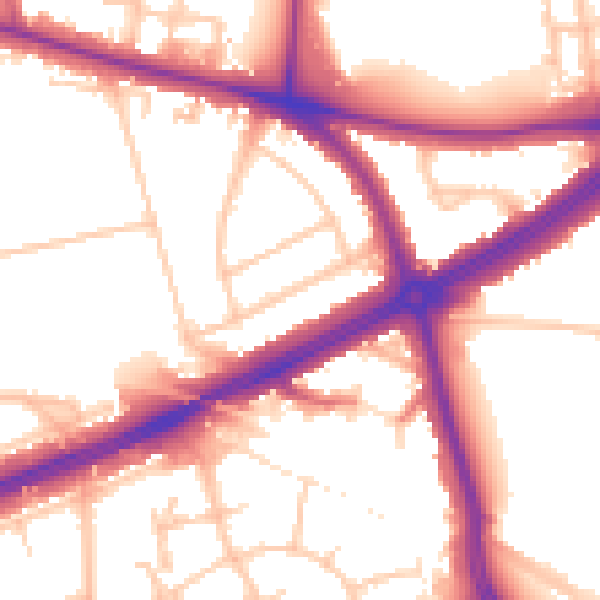 Daytime road noise heatmap for SE12 8BH