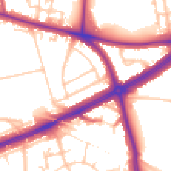 Daytime road noise heatmap for SE12 8BJ