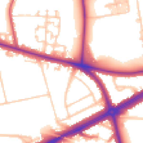 Daytime road noise heatmap for SE12 8BU