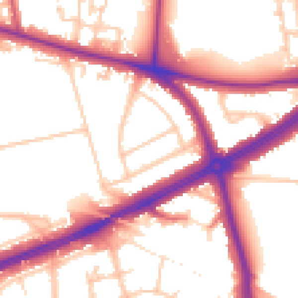 Daytime road noise heatmap for SE12 8BZ