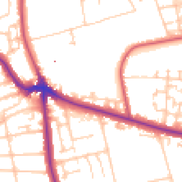 Daytime road noise heatmap for SE12 8DA