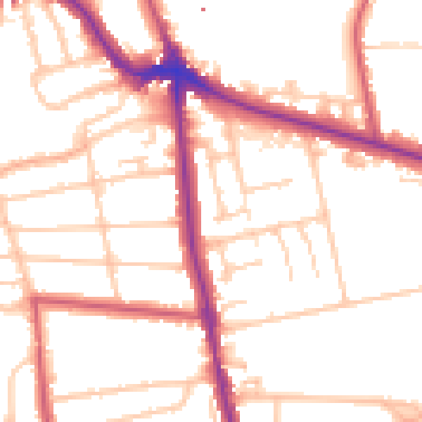 Daytime road noise heatmap for SE12 8DY