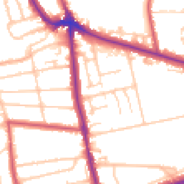 Daytime road noise heatmap for SE12 8ED