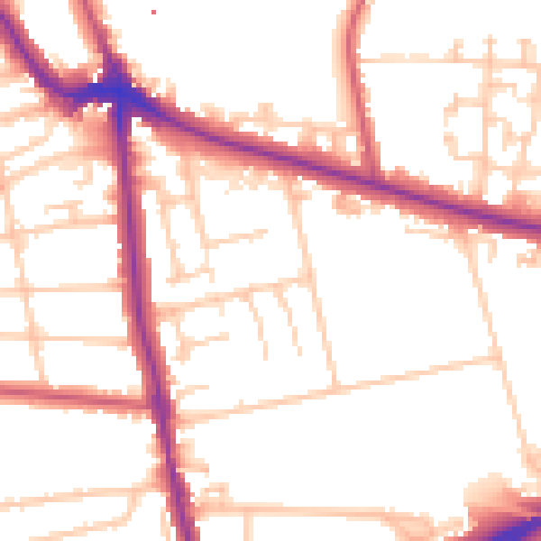 Daytime road noise heatmap for SE12 8EF